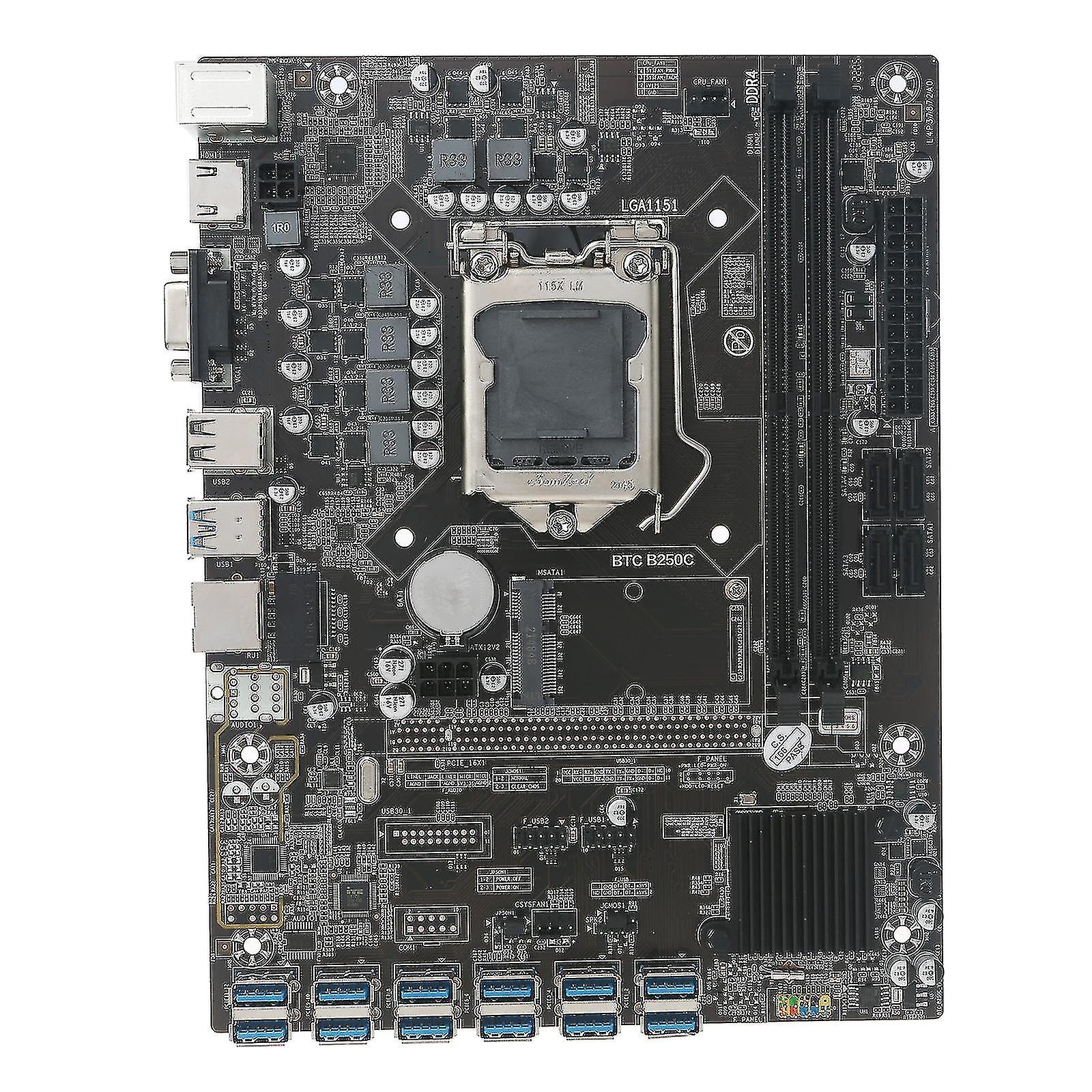 B250c Btc Miner  Motherboard 12 Pci-e Ddr4 Memory Integrated  Vga Msata Interface