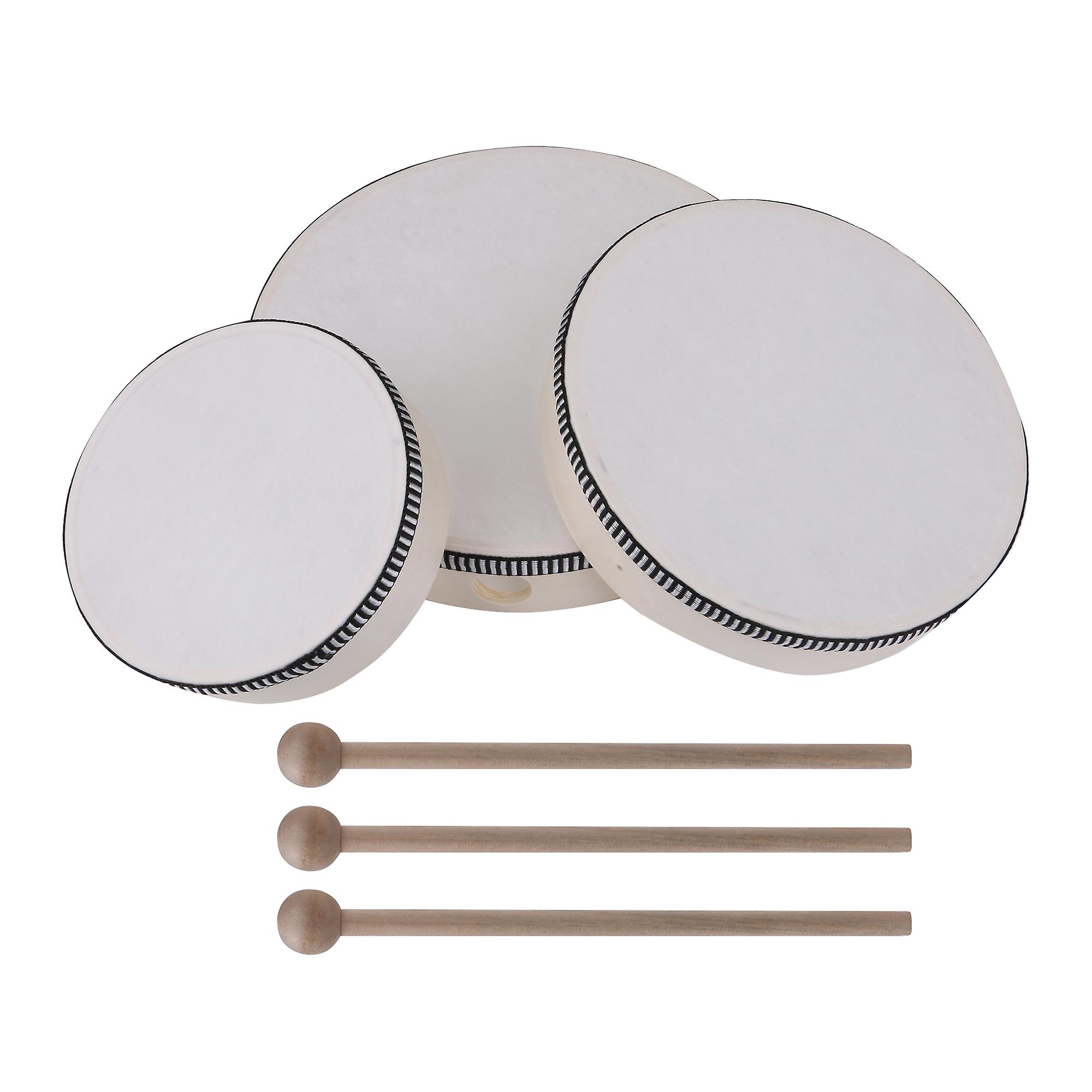 3 Pcs Hand Drum for Music Lover with Drumsticks 6 8 10 inch Diameter