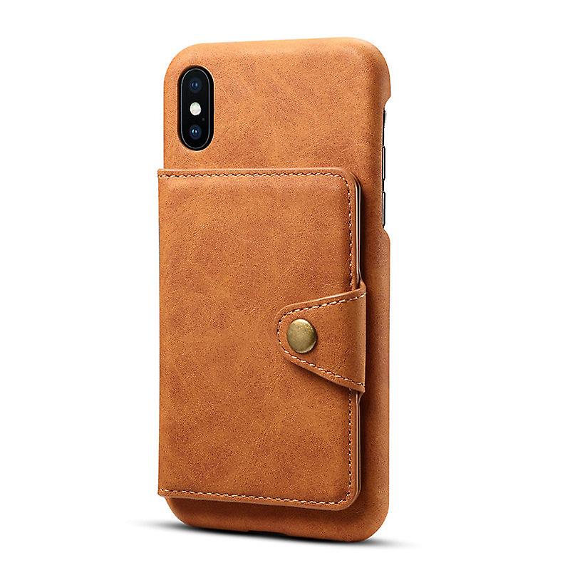 Leather Wallet Card Slot Case For Iphone Xs/x Brown No2392