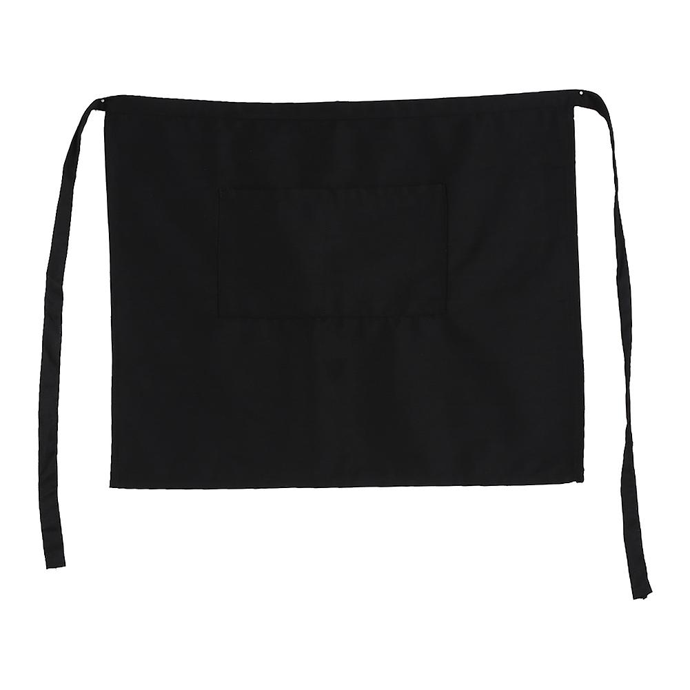 Black Half Waist Short Apron with Pockets for Home Kitchen Pub Cafe Waiter Waitress Durable and Comfortable