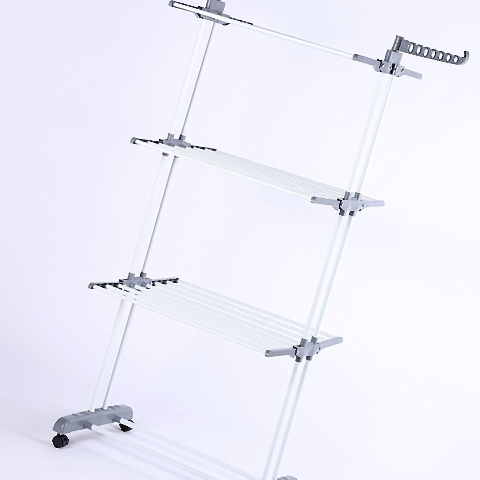 3-Tier Foldable Metal Clothes Drying Rack Gray, 550g Lightweight