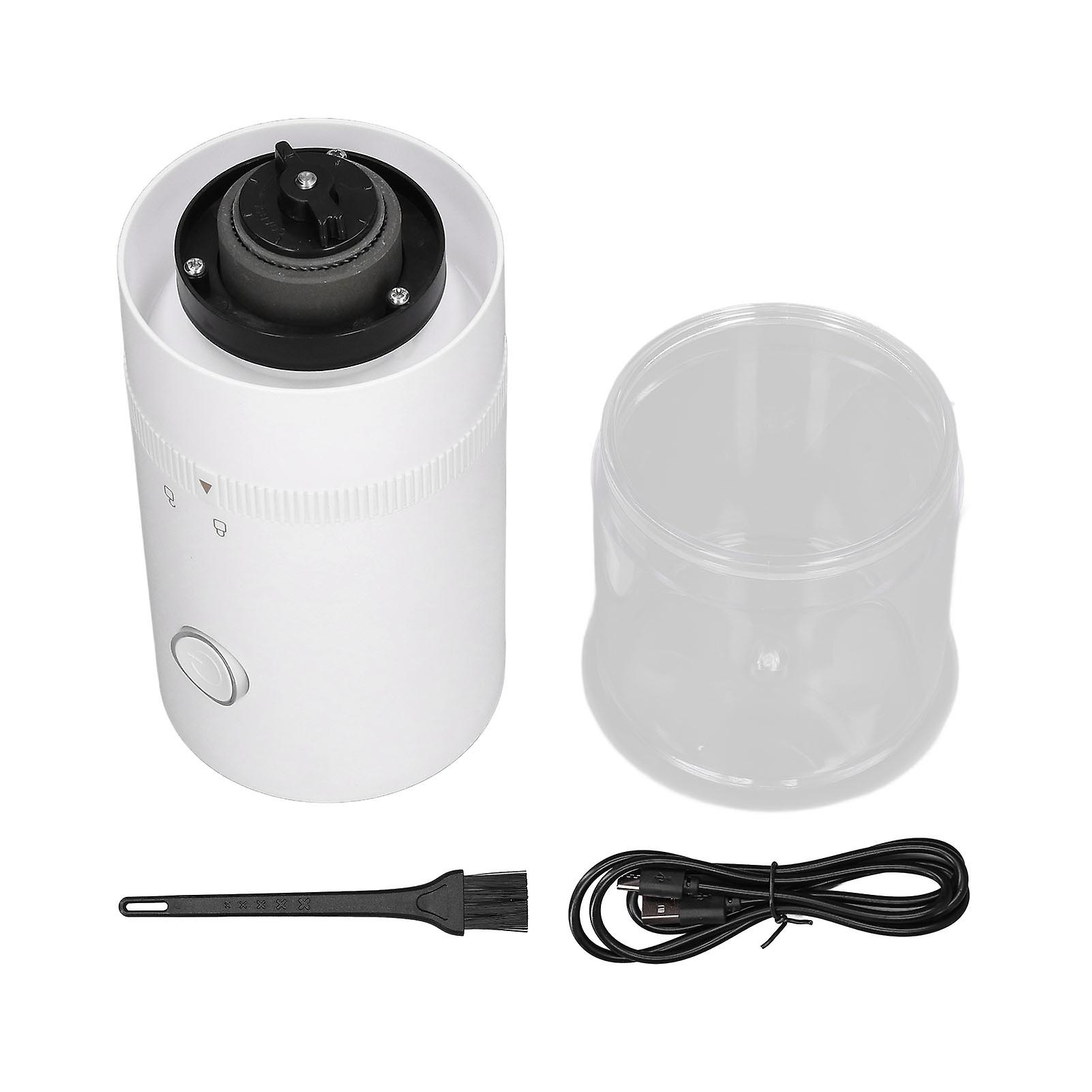 Cordless Electric Coffee Bean Grinder USB Charging Portable Acrylic Transparent Visible for Home KitchenWhite
