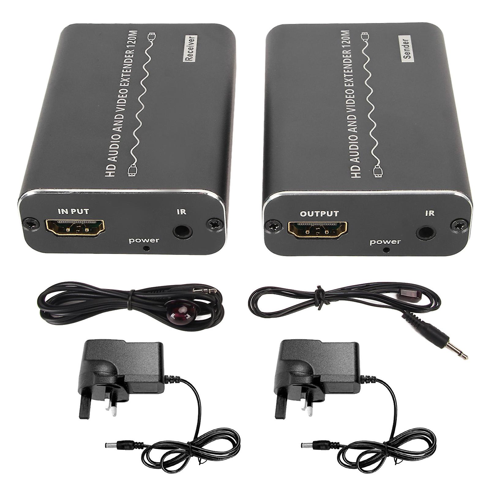 HD Multimedia Interface Extender 1920x108P 60Hz 393ft IR Remote Control UK Plug