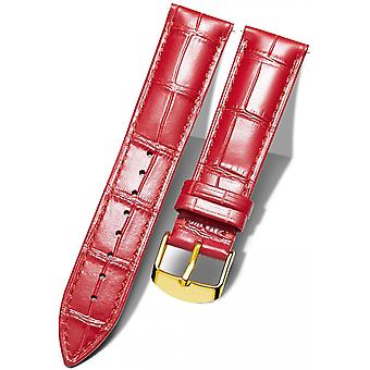 Genuine Leather Replacement Watch Band Multicolor Waterproof for Men Women G-Red (24mm)
