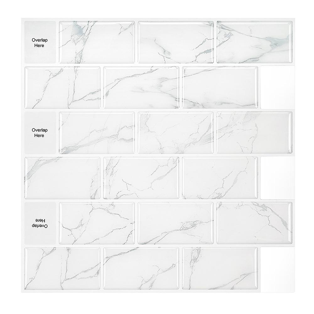 adhesive backsplash kitchen, self-adhesive tile for bathroom wall, white with gray marble pattern,