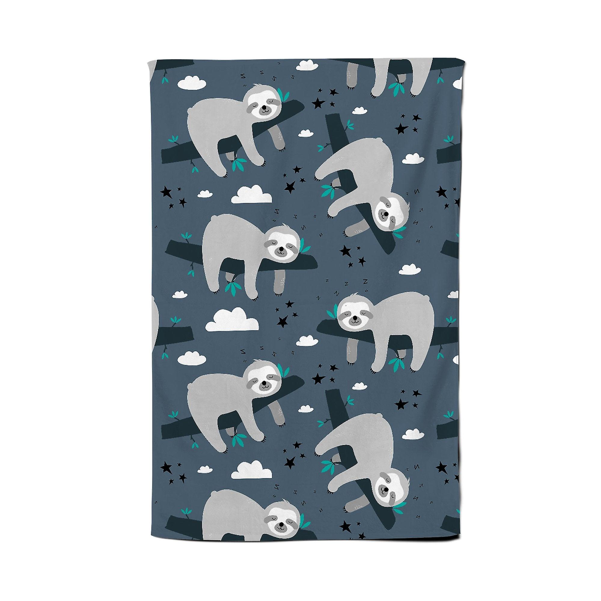 Sleeping Sloth Pattern Tea Towel