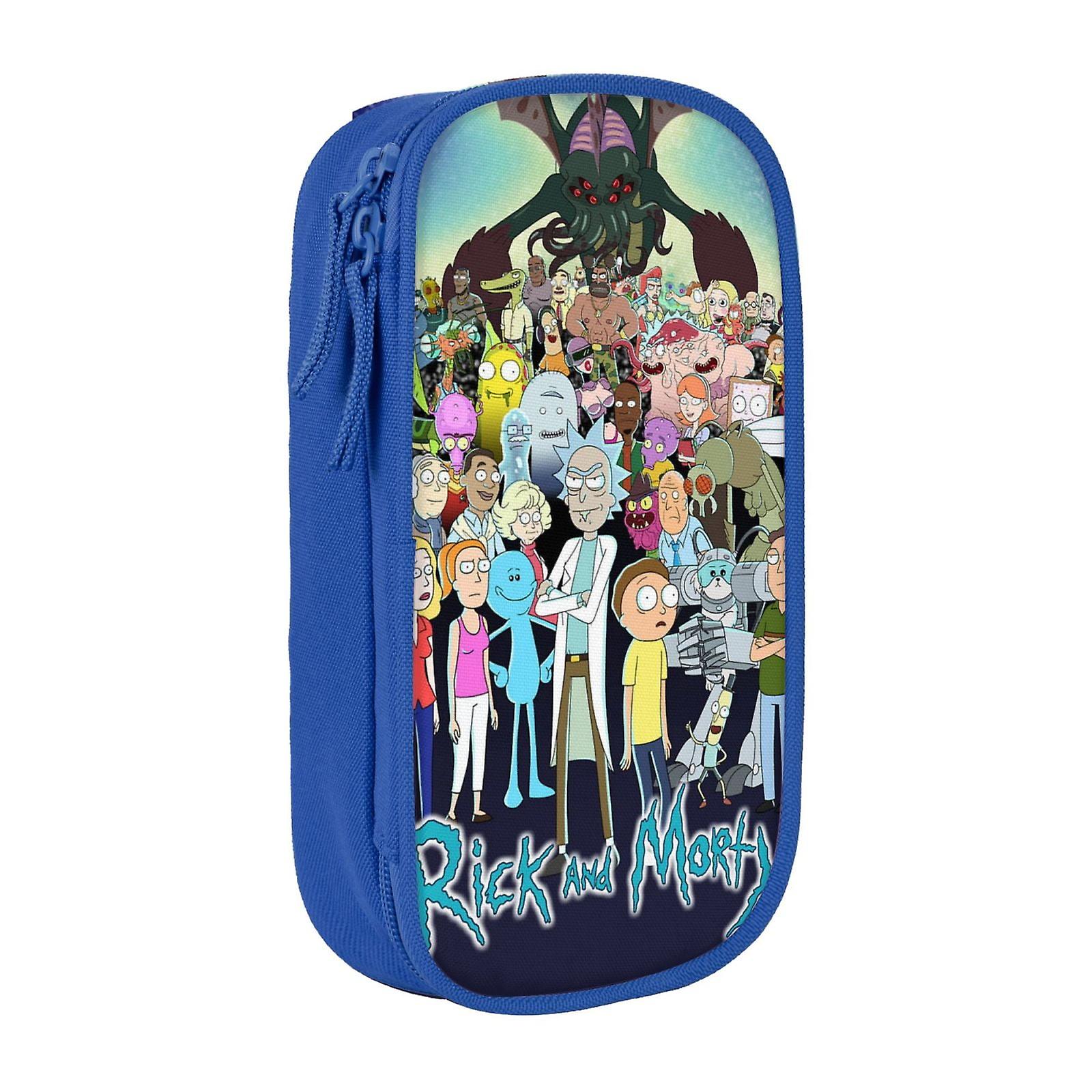 ジッパー付きリックアンドモーティペンケース、大容量ペンポーチ大容量収納バッグ耐久性のあるペンボックス、子供のための新学期用品ティーン学生男の子G