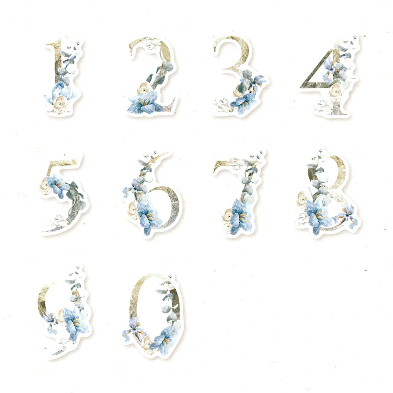 30 قطعة عدد ملصقات زخرفية مع ديكور زهرة أنيقة أنيقة ذاتية اللصق الأزهار رقم ملصق لألبوم دفتر الملاحظات نوع 2