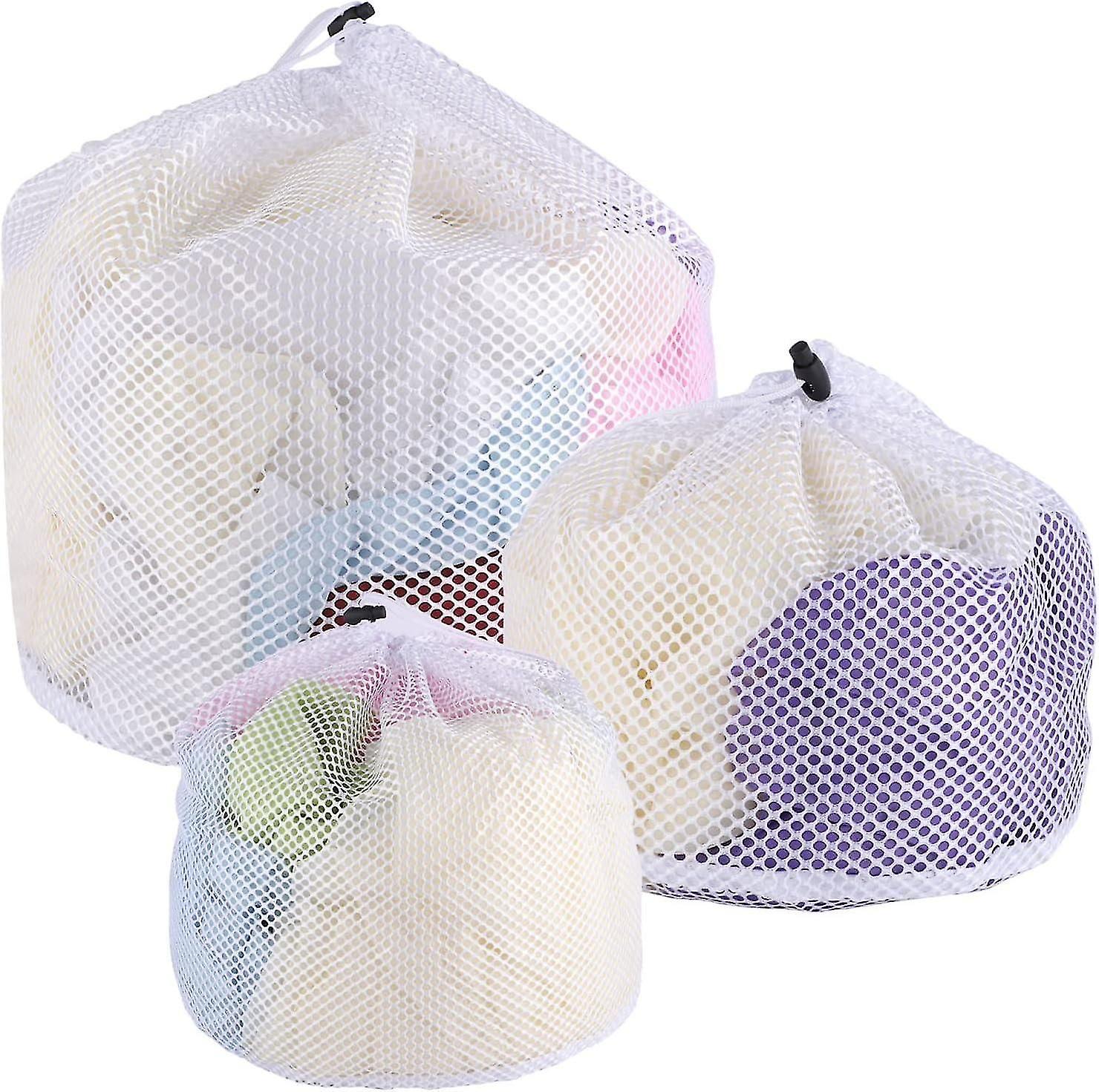 3pcs Laundry Net, Laundry Bags with Drawstring Reusable Mesh Laundry Bag for Washing Machine Blouse,