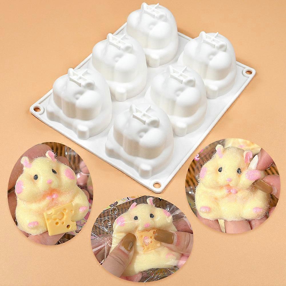 6 Cavities Small 3D Hamster Shape Silicone Mold Cake Baking Tray Dessert DIY