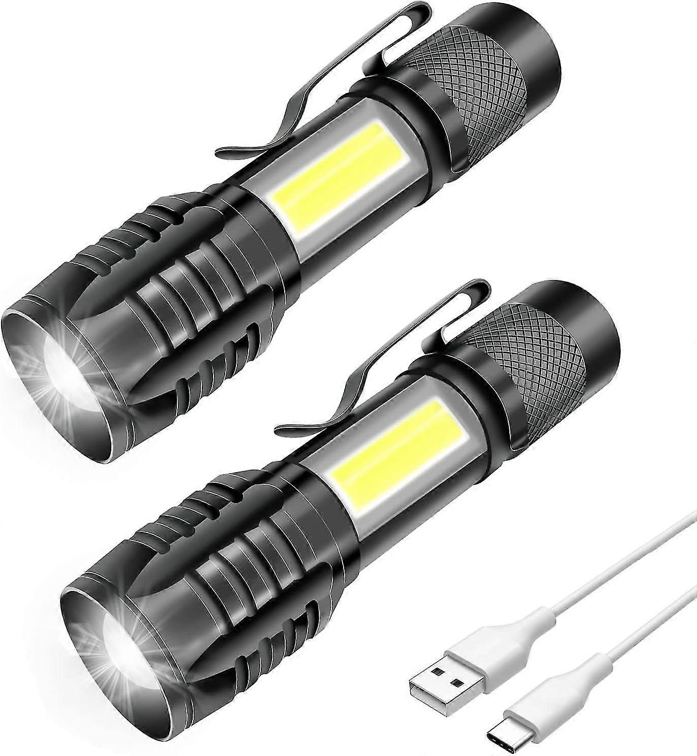 2 Pack Rechargeable Led Flashlight, Powerful, Profess