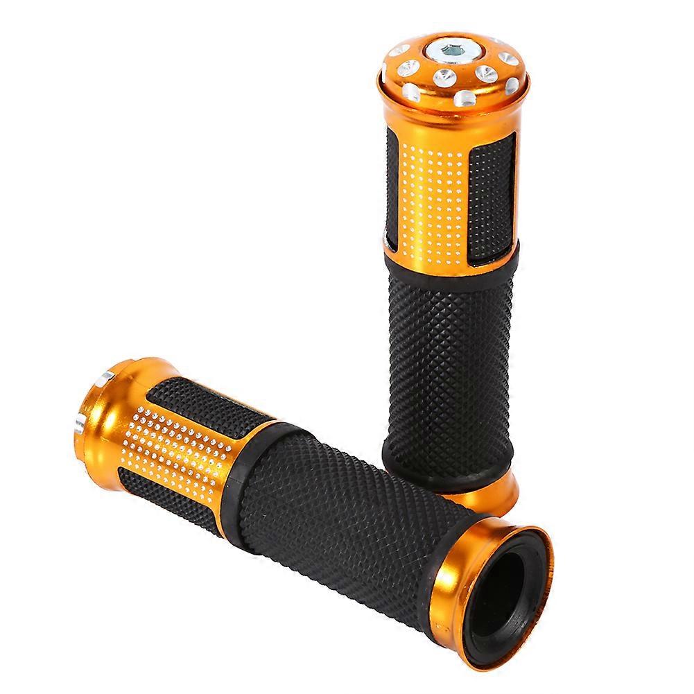 1 Pair 7/8" CNC Aluminum Rubber Motorcycle Bike Handlebar Grips Golden E2U~03