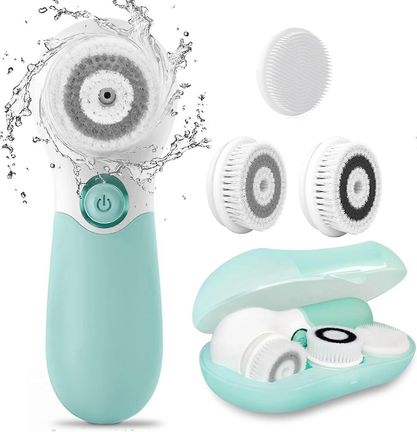 Facial Cleansing Brush, Electric Facial Cleanser with 3 Cleansing Brush Heads for Acne, Blackheads,