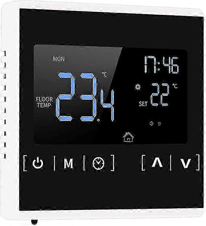 Thermostat For Electric Floor Heating, Programmable Temperature And Lcd Display With Dual Temperature And Dual Control, 3 Meters External Sensor Cable