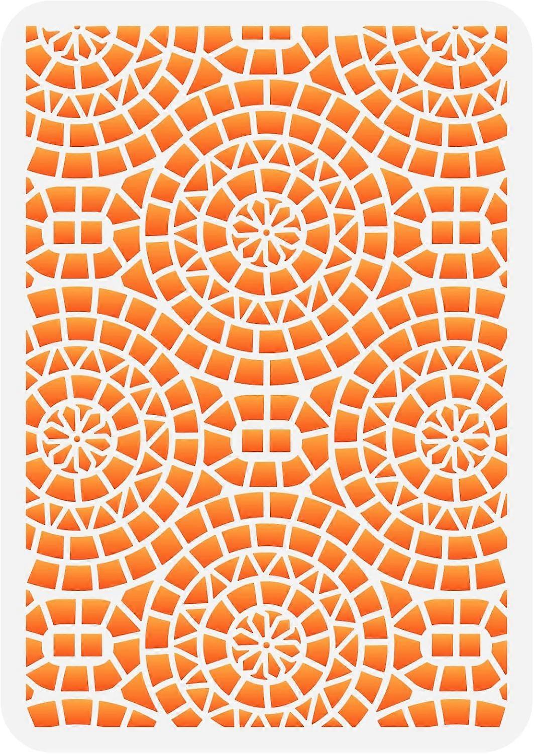 Holtz Mosaic Stencil 11.7x8.3 inch Mosaic Stencil Template Plastic Geometric Circle Pattern Stencils Reusable Layering Stencil DIY Art Stencils for Pa