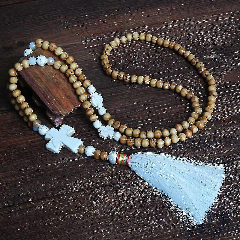 Femmes Boho Bois Perlé Tassel Pendentif Collier Long Pull Chaîne Bijoux