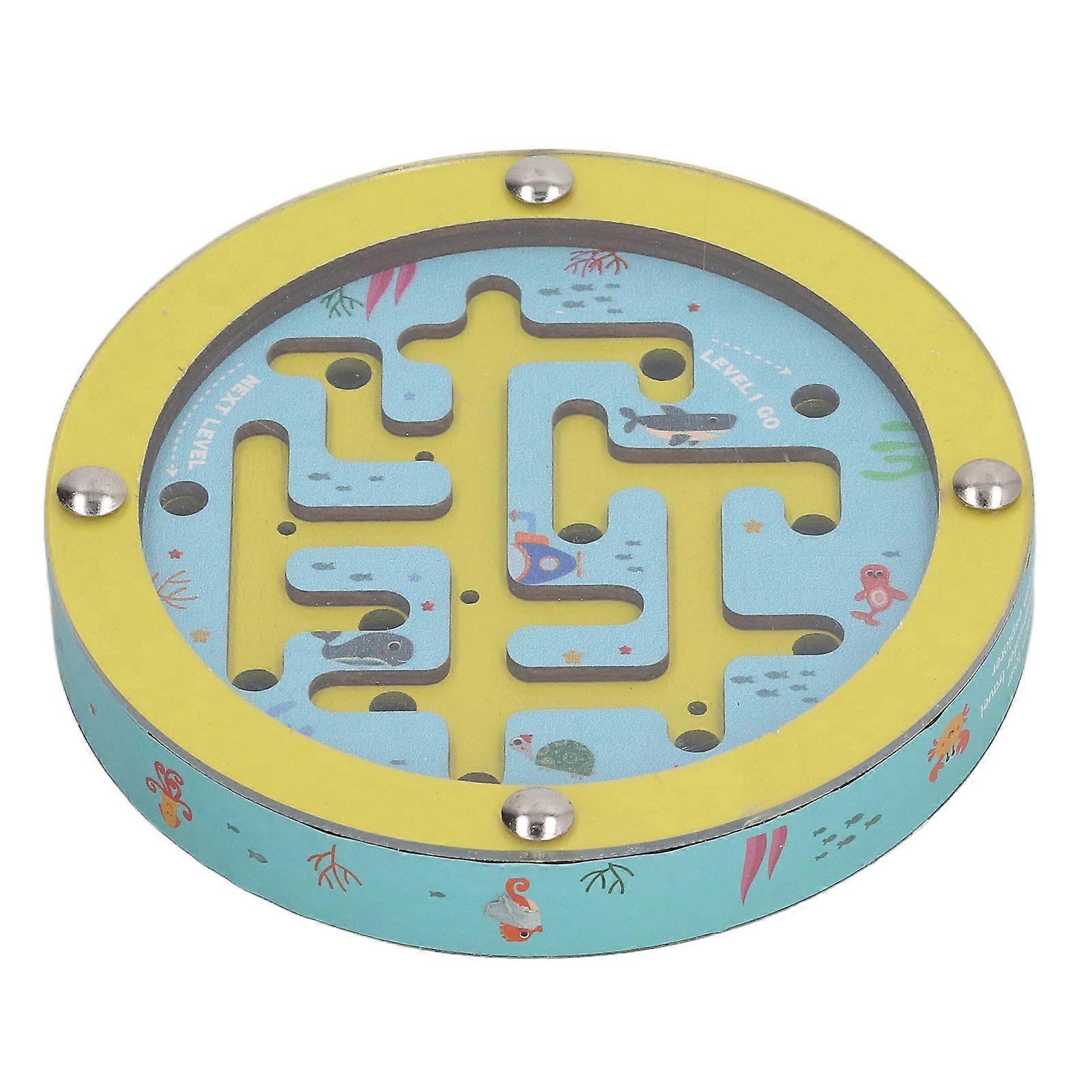 Balance Maze Game Double Sided Educational Round Portable Wooden Ball Maze Puzzle Board Game For Kids