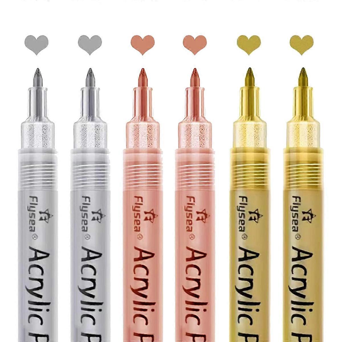 Acrylic Paint - Gold,Silver and Paint , Metallic Marker ,Water-Based Metallic Paint Pen Set