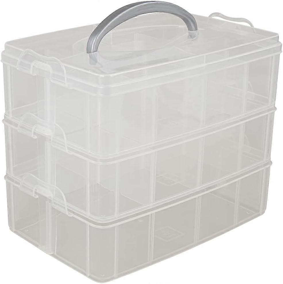 3-Tier Object and Craft Storage Box with 30 Adjustable Compartments for Org