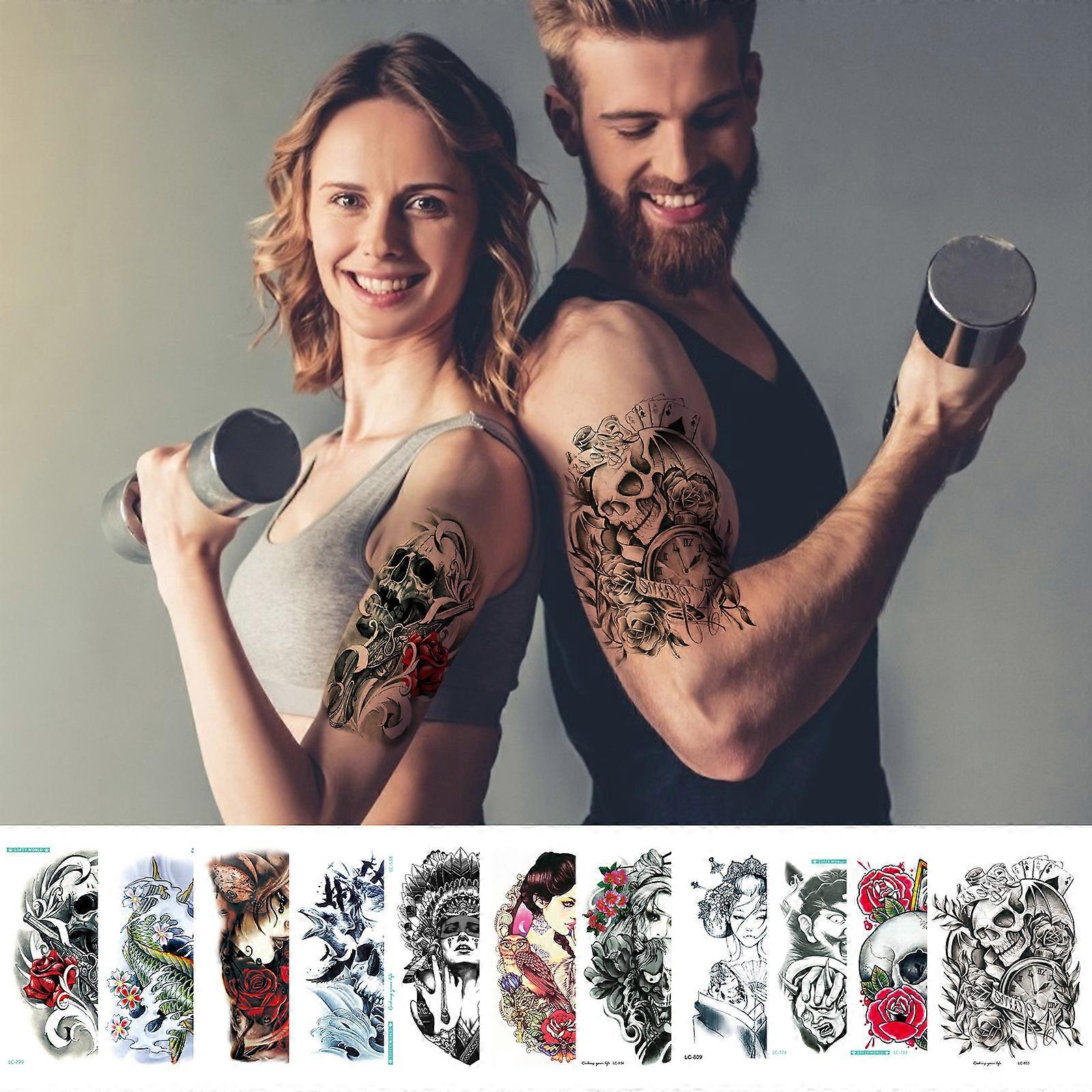 Halloween Horror Skull Big Flower Arm Sticker