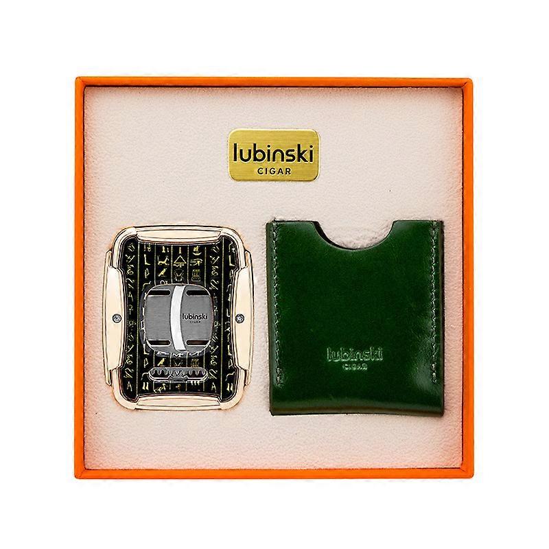 Lubinski Cigar cutter Zinc Alloy Electroplated Stainless Steel Semi-Automatic Double-Edged Leather Case Gift Box Lubinski
