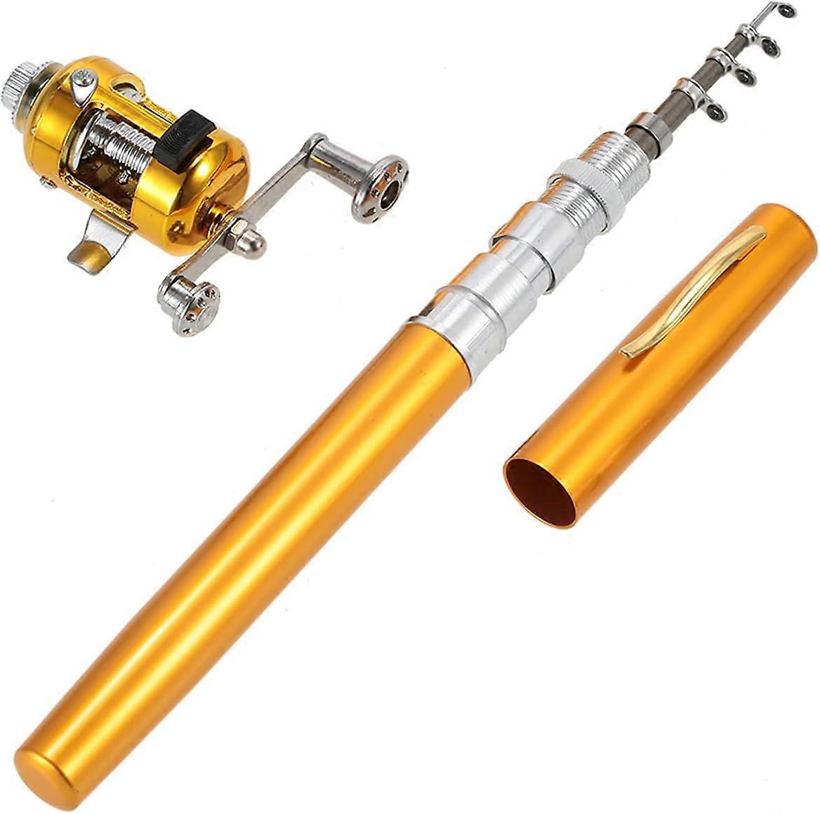 قضيب صيد القلم ، قضيب صيد جيب تلسكوبي صغير 38 بوصة وقضيب صيد سفر مركب بكرة