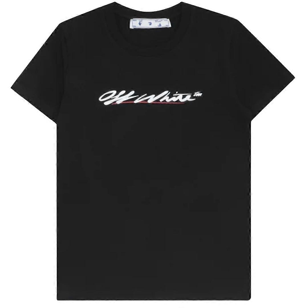 Off-White New Script Logo Casual Fit Black T-Shirt