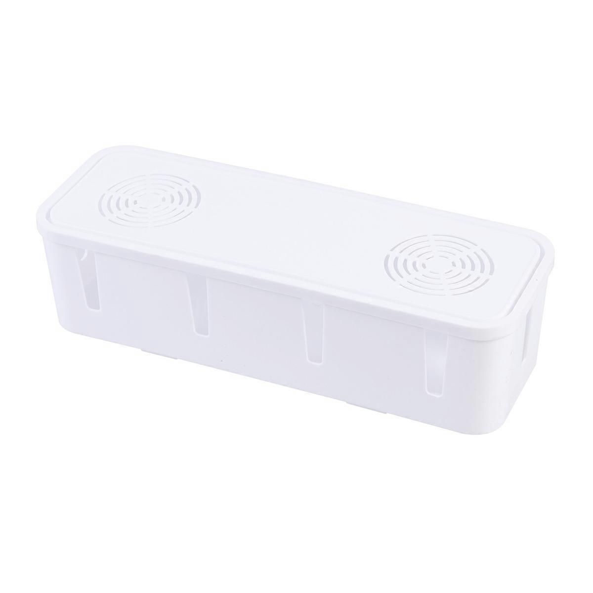 Multi Power Plug Socket Anti-dust Safety Box Storage Cable/ Wire/ Cord Organizer (White)