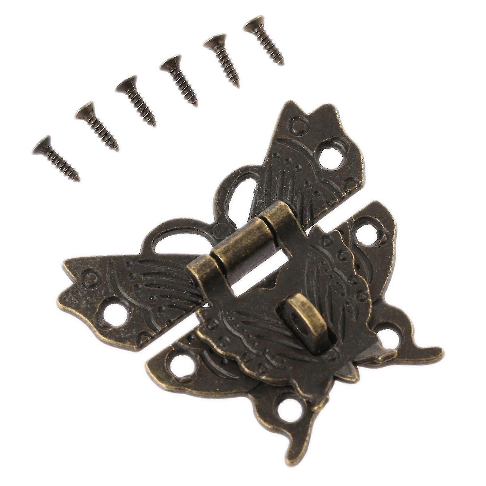 1pc תכשיטים דקורטיביים תיבת עץ hasp נעילה תפס תיבת פרפר עתיקה וינטג ' חומרה למגירת רהיטים עם ברגים
