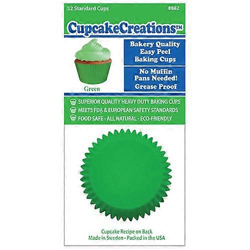 GREEN Cupcake Creations Solid Color Cupcake Cups 32-Pieces High Quality Cups