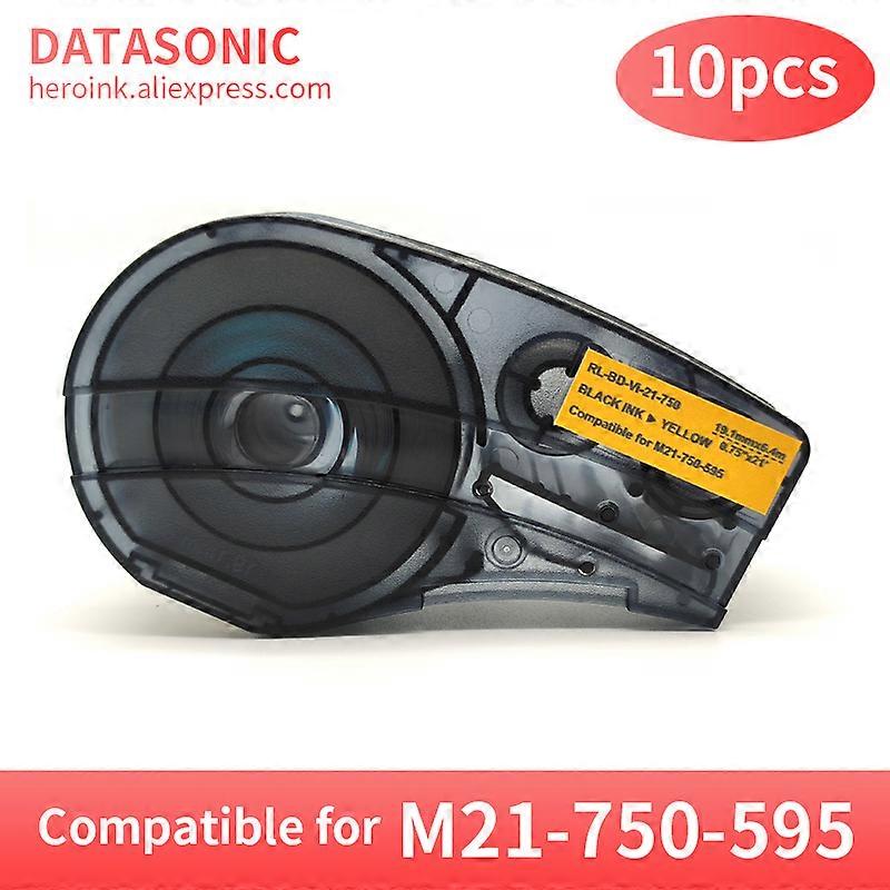 10pcs Compatible for M21-750-595 Label Tape Compatible BMP21-PLUS BMP21-LAB BMP21 Printer Label Tape Black-on-Yellow Ribbon