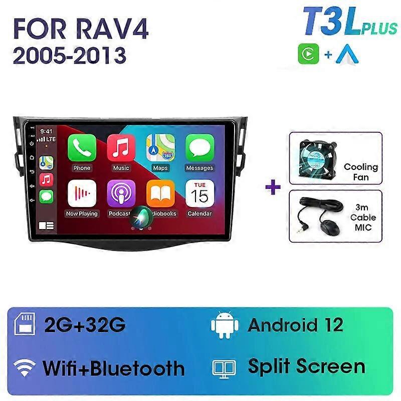 JMCQ Android 12 2Din Car Radio For Toyota RAV4 Rav 4 2005-2013 4G+WiFi Navigation GPS Head Unit Carplay Multimidia Video Player