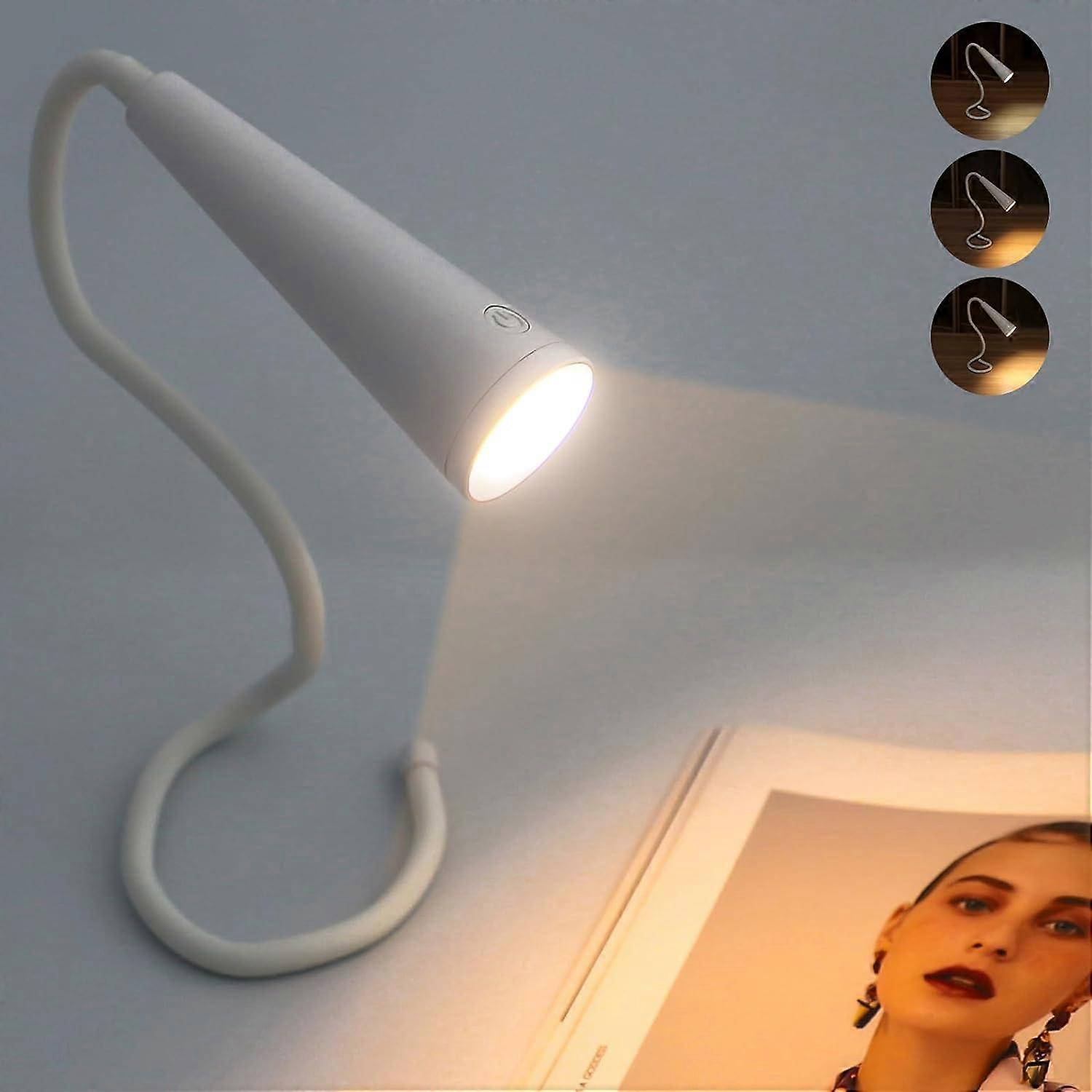 Book Light for Reading, Rechargeable Neck Light with Gooseneck, 3 Colors Stepless Dimming Memory Function for Knitting Camping Repairing, Portable LED