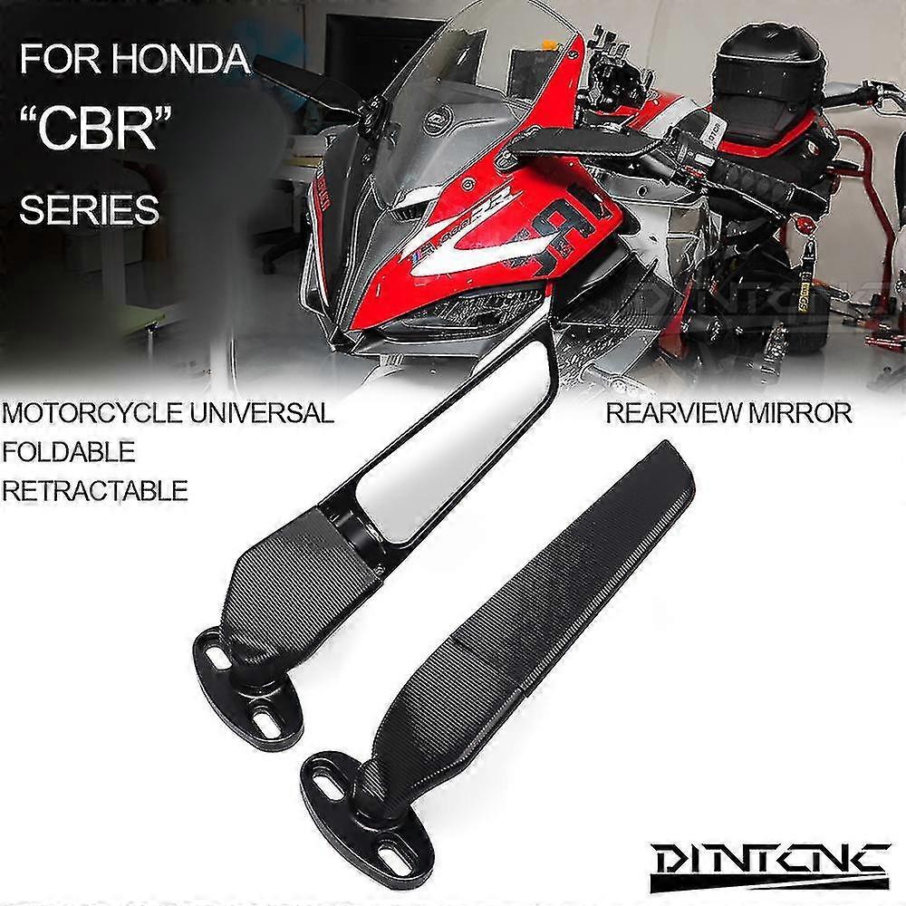 OUMURS Foldable Rearview Mirrors For Honda & Kawasaki Sportbikes (Pair, Black)