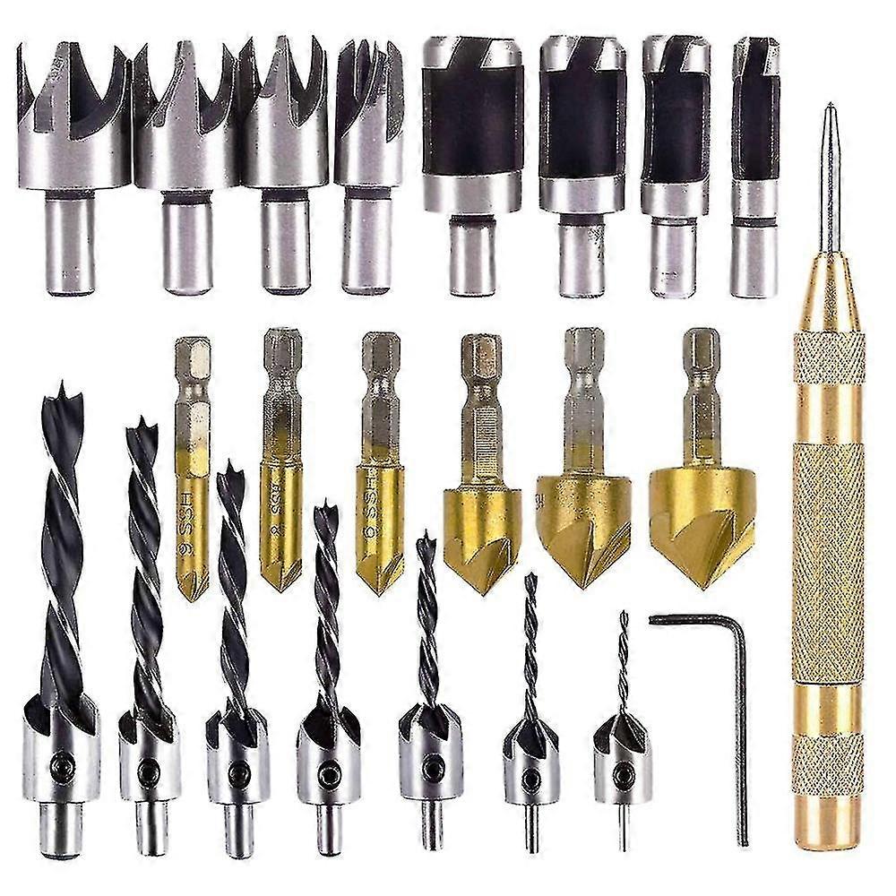 23pack Woodworking Chamfer Drilling Tool Countersink Drillwood Cutter