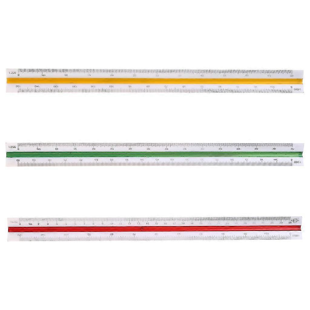 300mm Triangular Metric Scale Draughtsmens Ruler For Engineer Multicolor