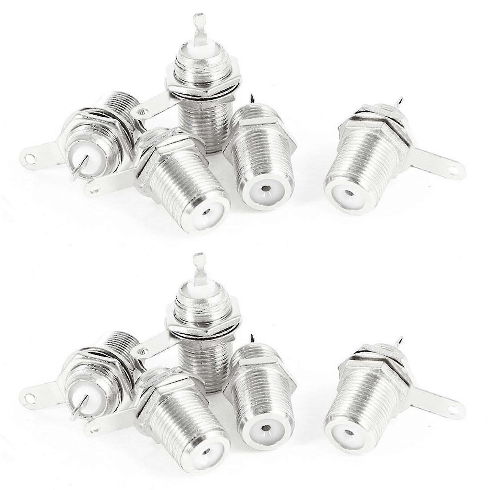 10 Pcs F Type Panel Mounted Socket Female Jack Solder Connector Adapter