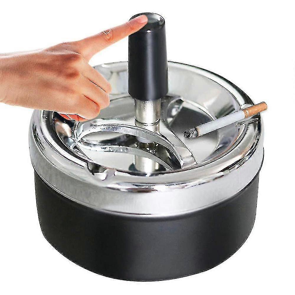 Portable Rotating Lid Metal Ashtray