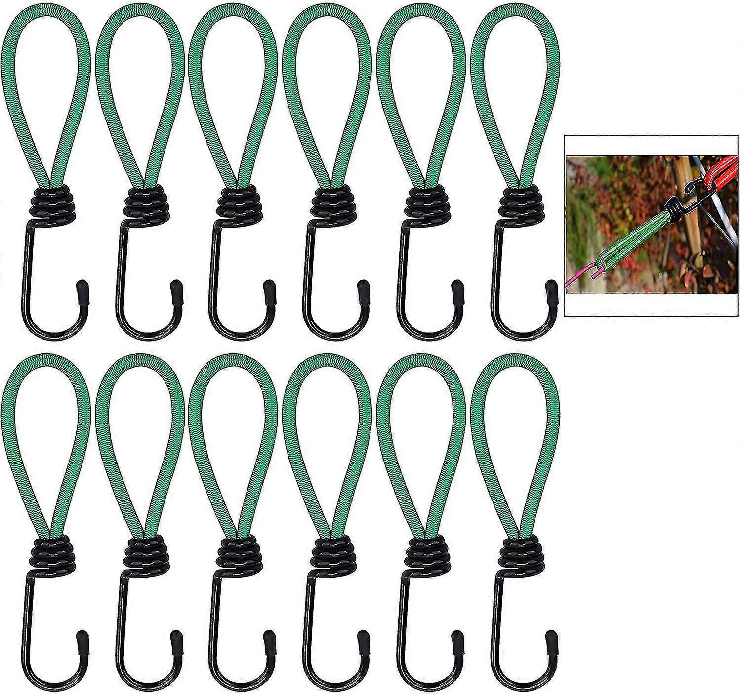 12pcs Bungee Hook, Tarp Bungee Hook Elastic Bungee Cords Camping With Hook