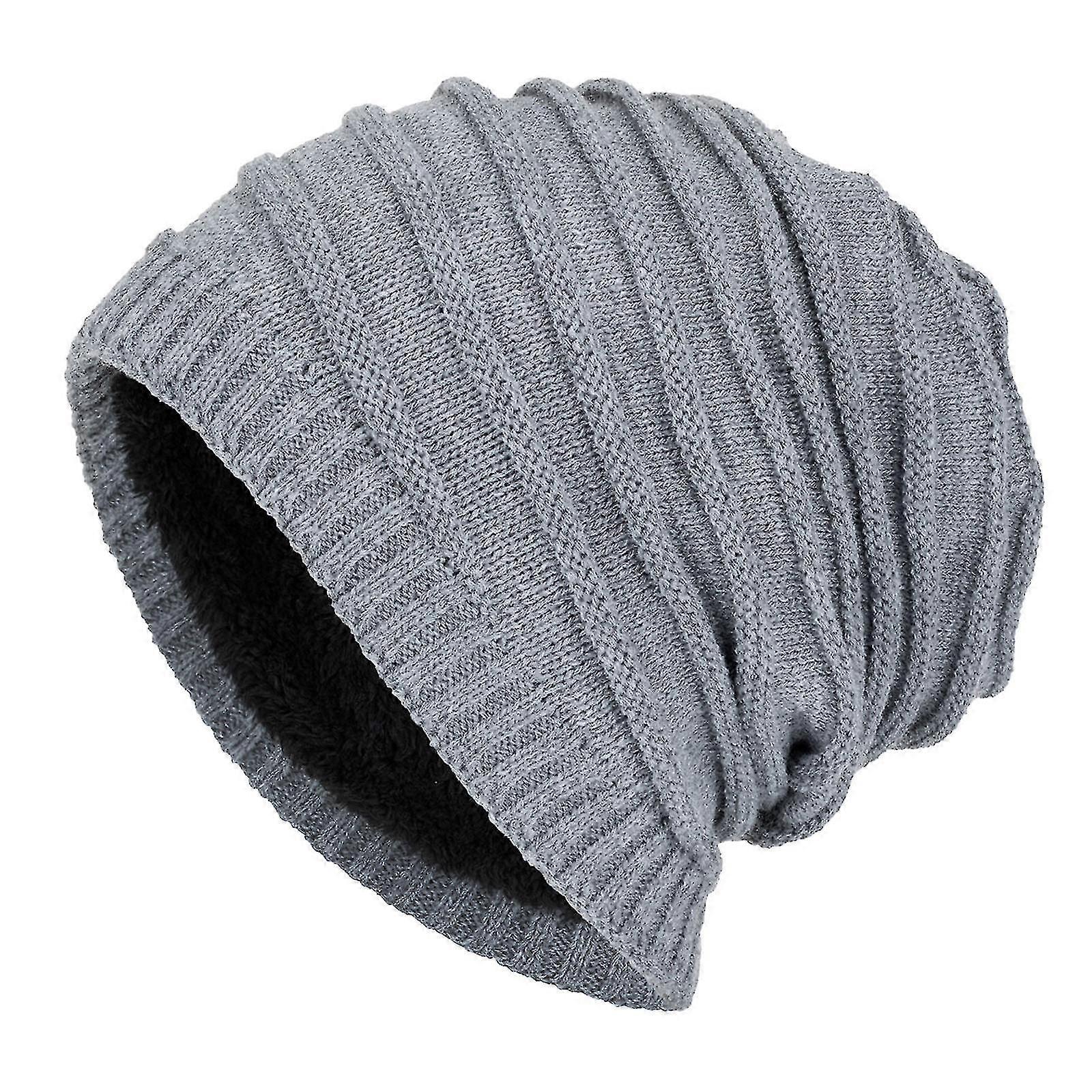 Mens Neutral Keep Warm Plush Knitted Woolen Hat(gray),Gg