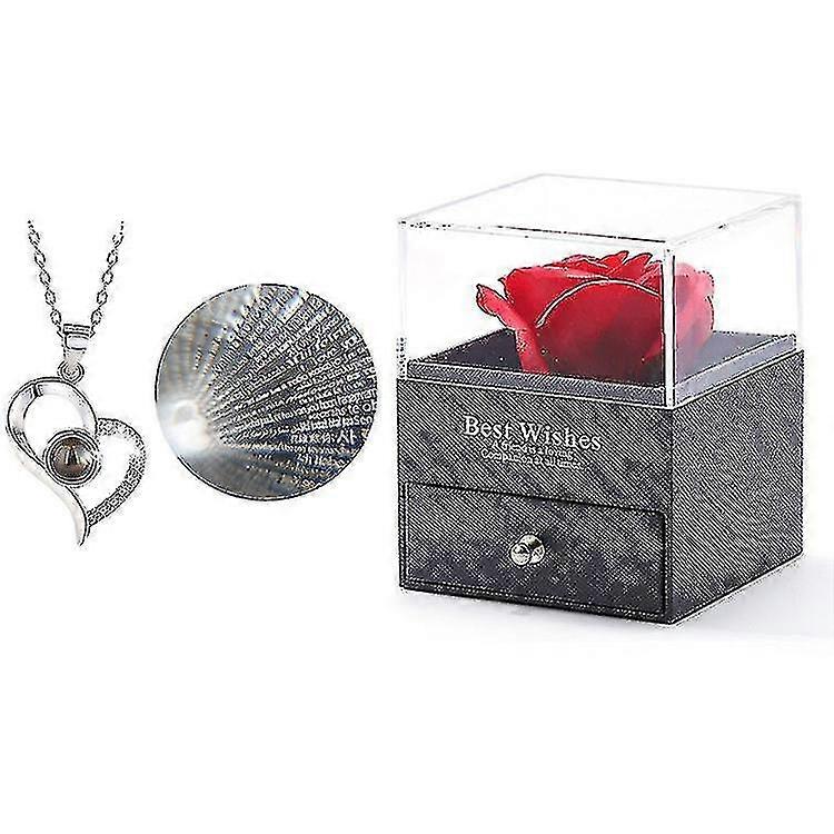 Konservierte echte Rose Halskette Geschenkbox, Valentinstag Muttertagsgeschenke