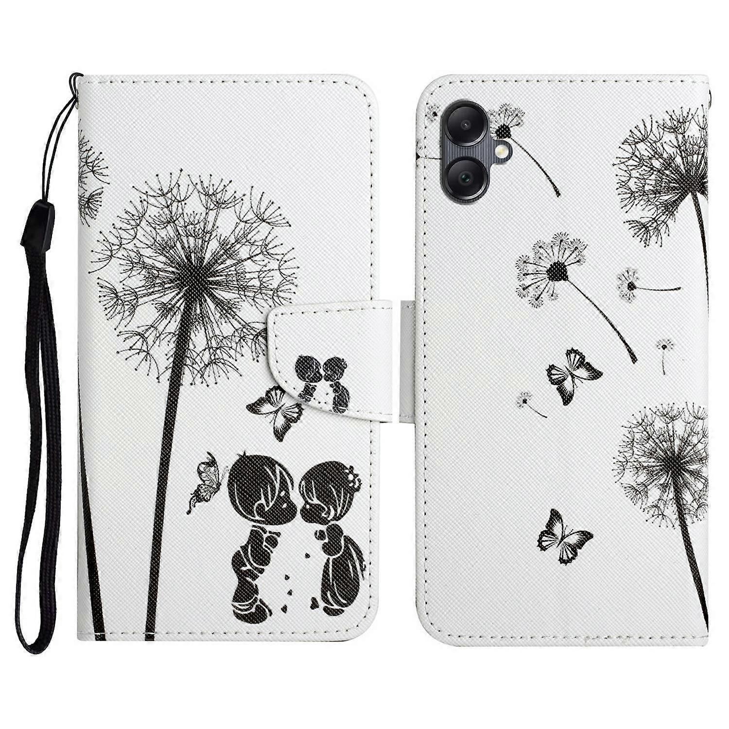 For Samsung Galaxy A06 Case Pattern Printing Protective Leather Folio Phone Cover - Dandelion