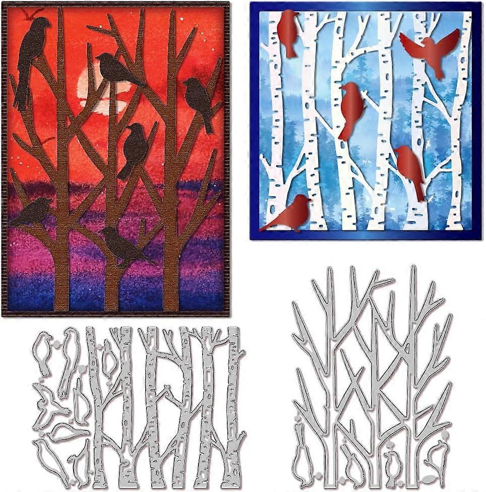 Tree Branch Leaves Cutting Dies for Card Making Metal Die Cuts Bird Silhouette Cutting Dies Templates for Scrapbooking Journal Embossing Paper Craft D
