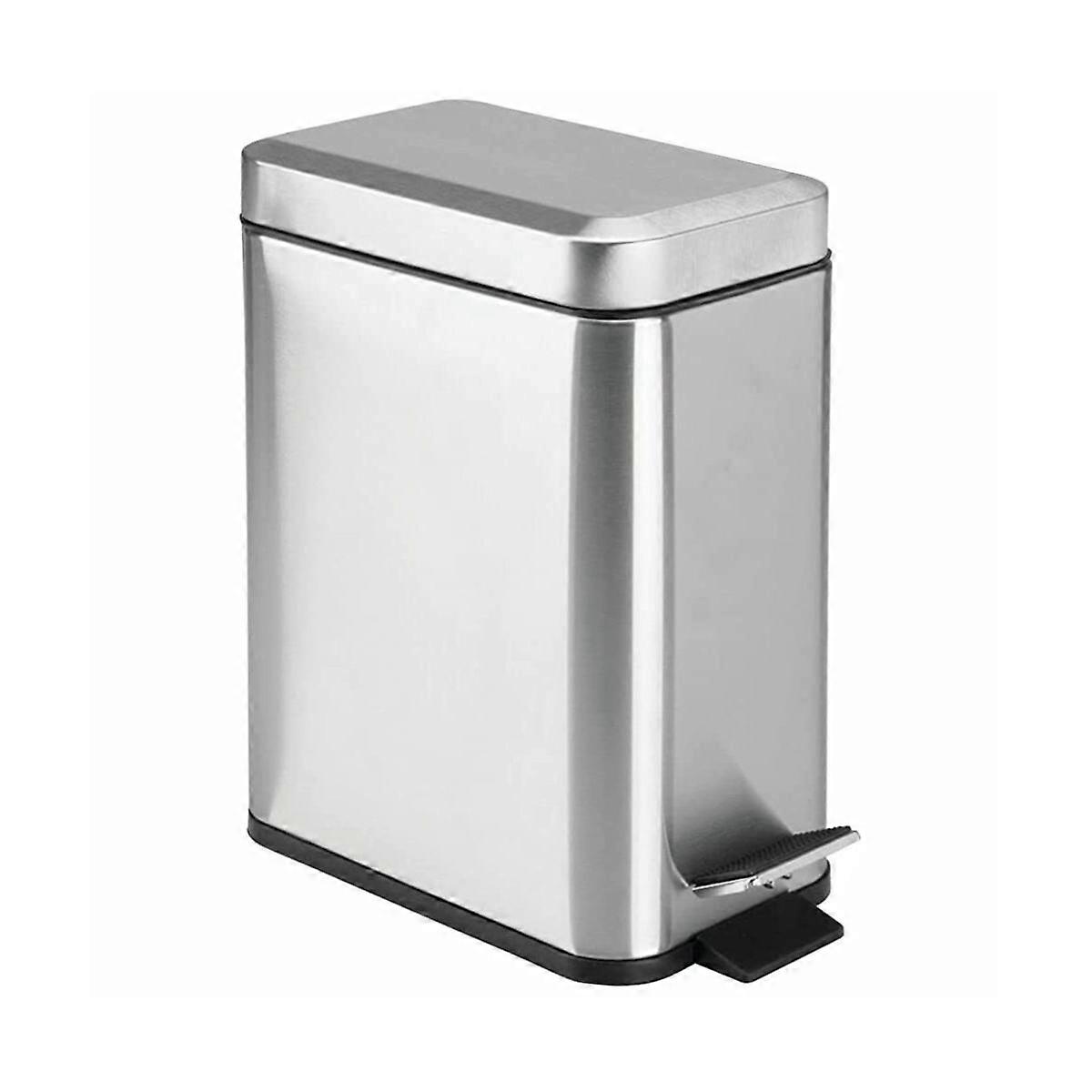Soft Close, Rectangular Bin 5L with Liner and Lid, Use As Mini Garbage Basket, Slim Trash Can, or D