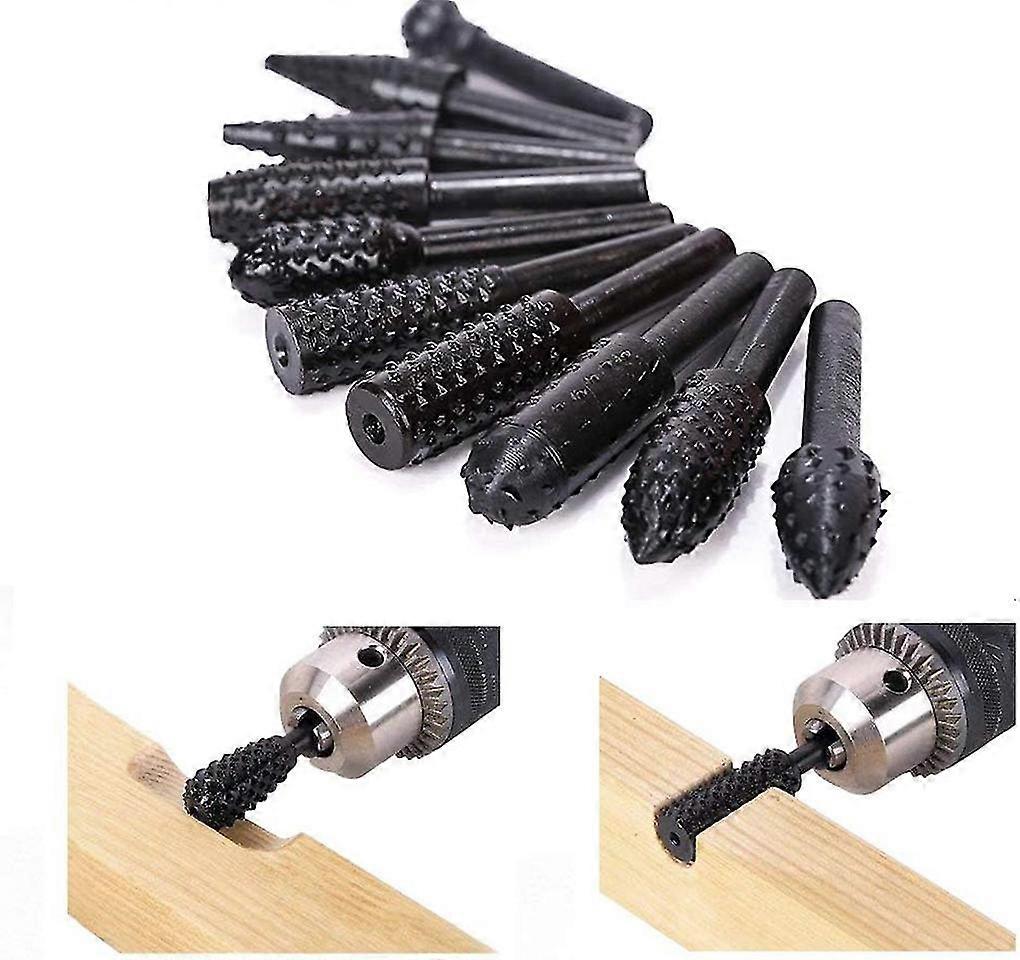 10 Wood Rasp Set Rasp Set Wood Shank Milling Kit Drill Bit Drill Tools Wood Carving Sander Wheel Sander Cone Shank Twist Drill Bit For Rotary Tools
