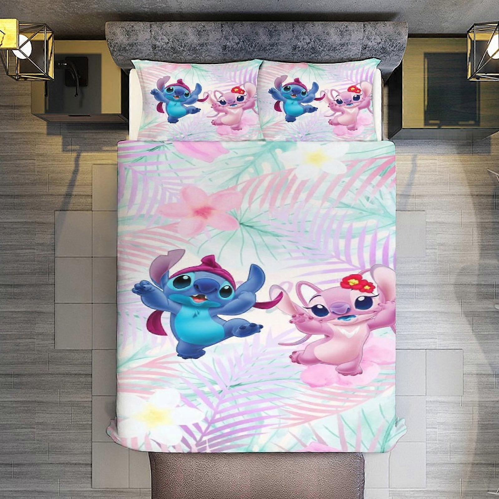 KA468 Lilo & Stitch 3 Piece Sets Microfiber Quilts with Shams Soft