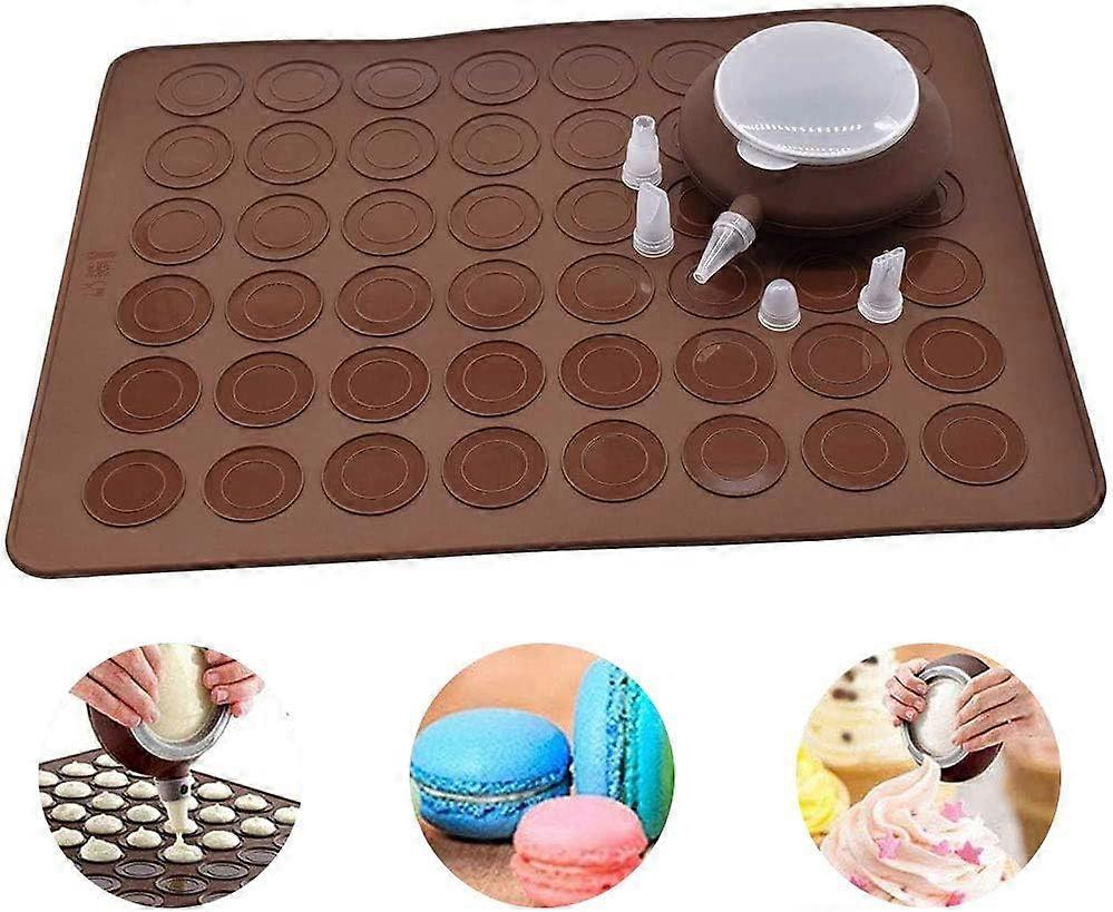 Macaron Baking Mold - Dark Brown Silicone - 38 x 28 cm