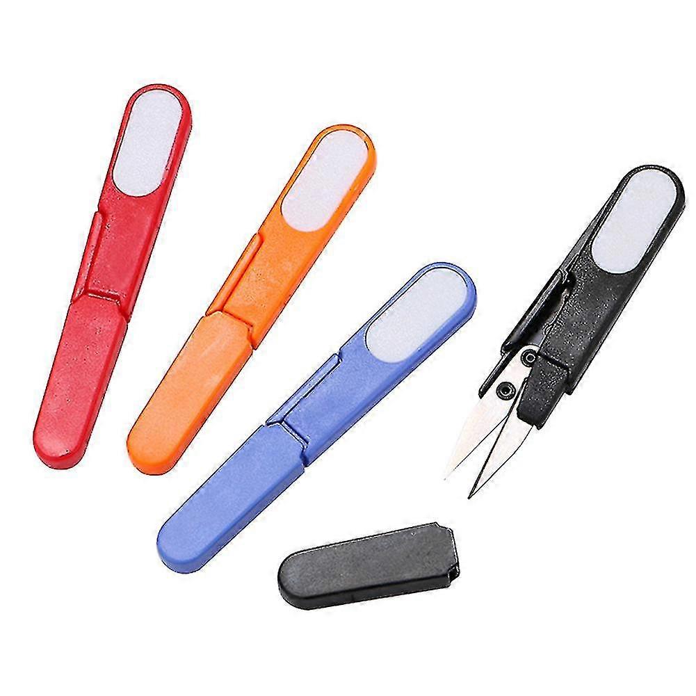 Sewing Scissors U-type Thread Cutter Scissors With Protective Cover For Cross Stitch Diy (7pcs)