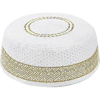 Chapeau Musulman Topi Kufi - Blanc Cassé - Broderie - Homme - Taille 53 - Neuf Sans étiquette