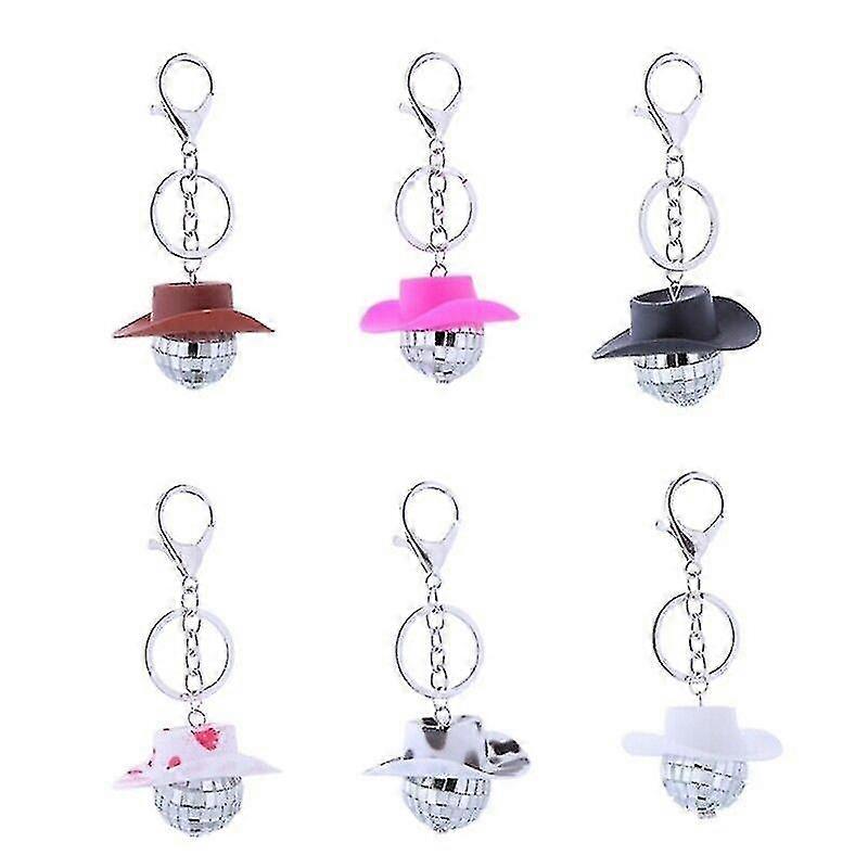 מחזיק מפתחות ורוד של כובע קאובוי של קאובוי עם מראה אחורית לתלייה בסגנון דיסקו